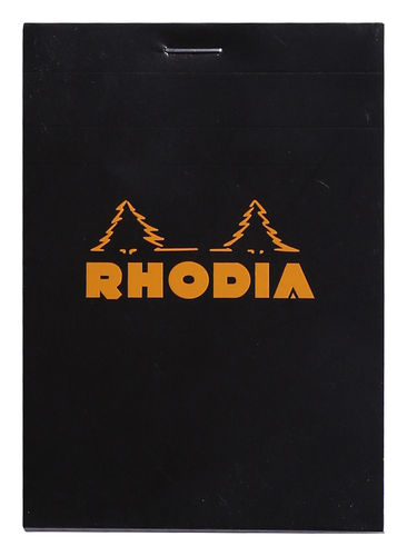 Rhodia Notizblock kopfseitig geheftet kariert (85 x 120mm) schwarzer Einband