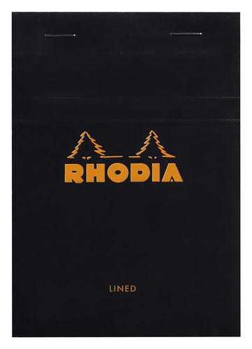 Rhodia Notizblock kopfseitig geheftet liniert DIN A6 schwarzer Einband