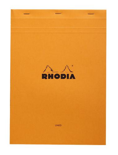 Rhodia Notizblock liniert + Rand DIN A4 orangefarbener Einband