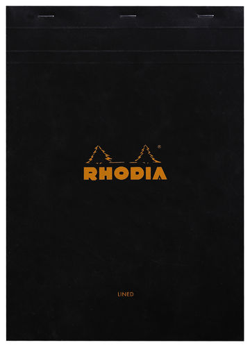 Rhodia Notizblock kopfseitig geheftet liniert + Rand DIN A4 schwarzer Einband