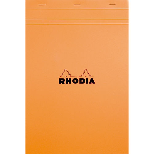 Rhodia Notizblock kopfseitig geheftet kariert DIN A4 orangefarbener Einband