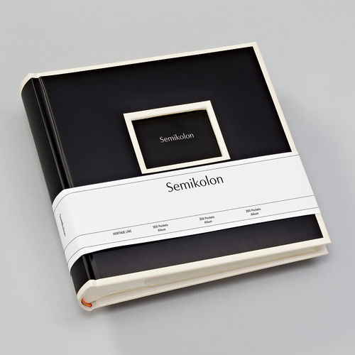 200 Pockets Fotoalbum "Semikolon" Black 23 cm x 22 cm 100 Seiten