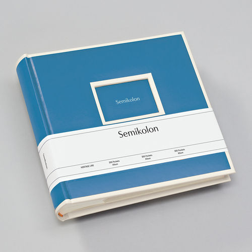 200 Pockets Fotoalbum "Semikolon" Azzurro 23 cm x 22 cm 100 Seiten